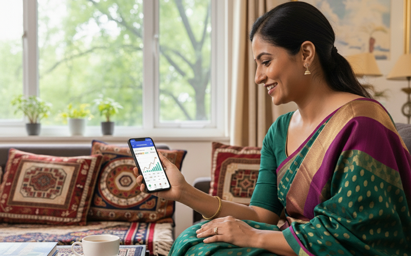 Simple mobile app interface showing easy investment options with ₹50 minimum investment